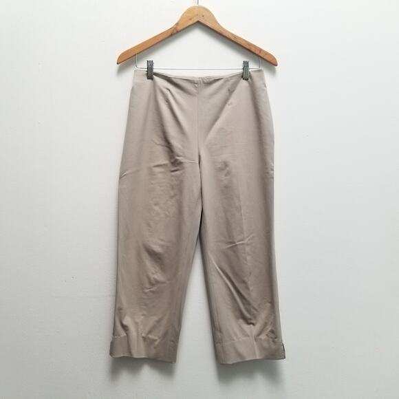 Piazza Sempione Audrey Crop Pants 42 Women’s Cotton Khaki Stretch Side Slit US 6 - Picture 5 of 12